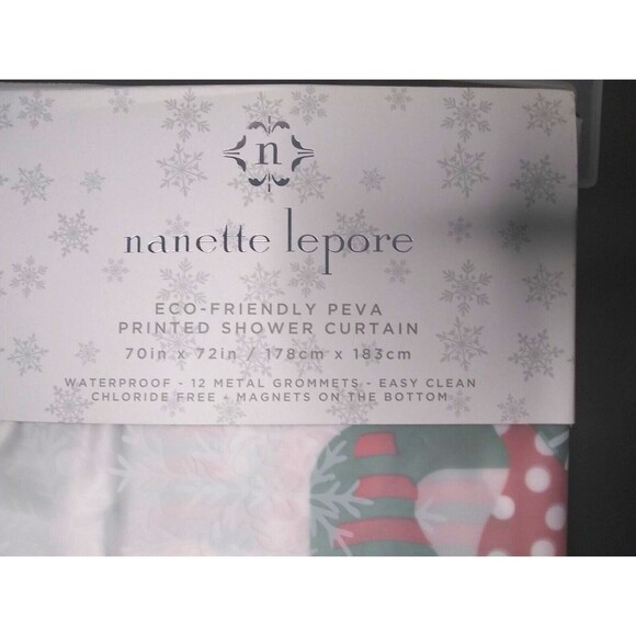 Nanette Lepore Peva Shower Curtain 70"x72" Christmas Elves - Picture 3 of 4